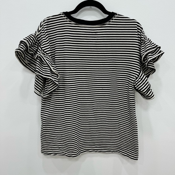 Current/Elliott Carina Feeder Stripe Top Sz 1 black white striped pattern - Picture 4 of 7